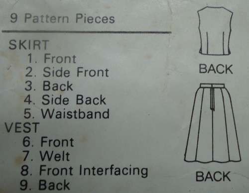 BUTTERICK  PATTERN  3405 WAISTCOAT & SKIRT SIZE A = 8+10+12 COMPLETE & UNCUT
