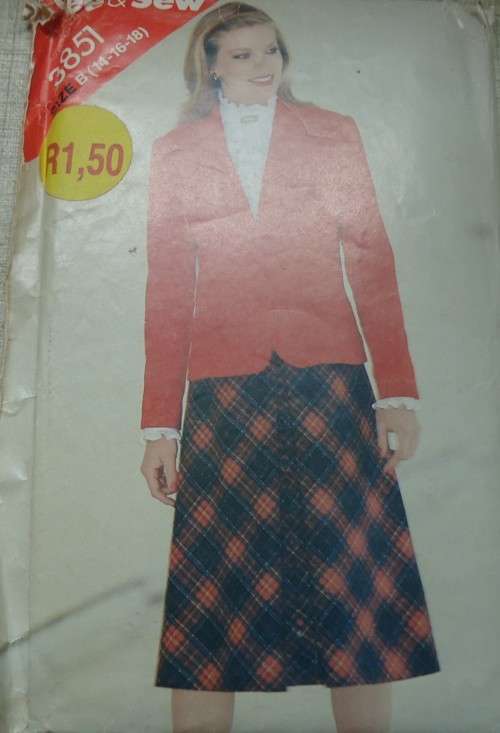 BUTTERICK PATTERN 3851 JACKET & SKIRT SIZE B = 14 + 16 + 18 - COMPLETE-UNCUT-F/FOLDED
