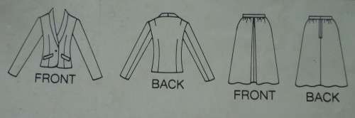 BUTTERICK PATTERN 3851 JACKET & SKIRT SIZE B = 14 + 16 + 18 - COMPLETE-UNCUT-F/FOLDED