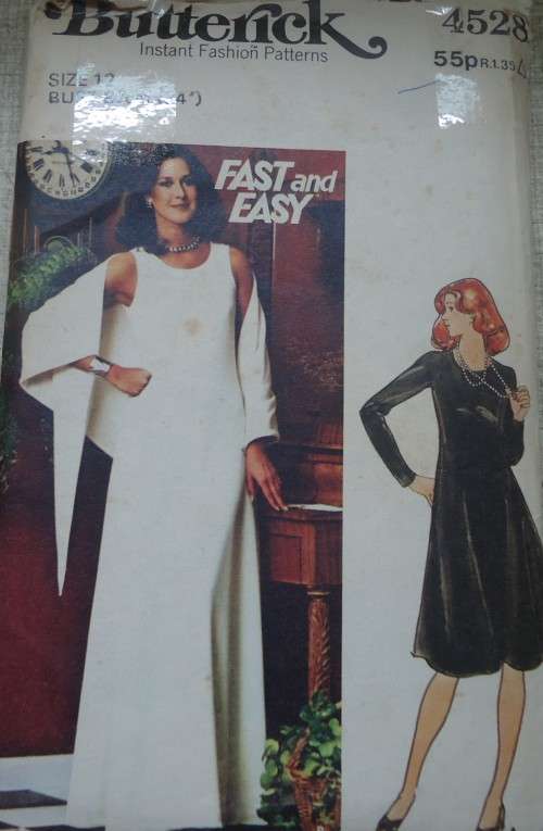 BUTTERICK  PATTERN 4528  STUNNING EVENING DRESS & SHAWL SIZE 12 BUST 87 CM/34" COMPLETE