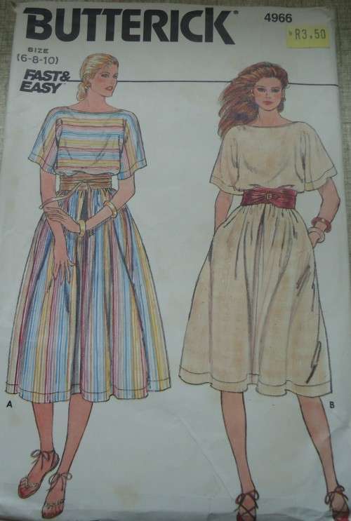BUTTERICK  PATTERN 4966 VERY LOOSE FITTING PULL-OVER DRESS  SIZE 6+8+10 COMPLETE