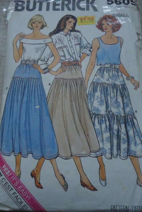 BUTTERICK  PATTERN 5609 TIERED SKIRT  SIZE SMALL (8 - 10)  SEE DESCRIPTION