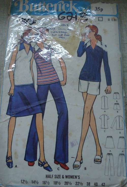 BUTTERICK  PATTERN 6213  TOP, SKIRT, PANTS & SHORTS  SIZE 16 1/2 BUST 39" OR 99 CM COMPLETE