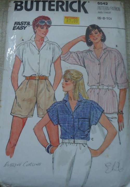 BUTTERICK  PATTERN 6542 SET OF BLOUSES SIZE 6 + 8 + 10  COMPLETE