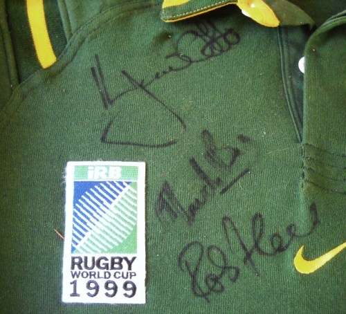 FRAMED 1999 SPRINGBOK WORLD CUP RUGBY JERSEY WITH 23 ORIGINAL SIGNATURES