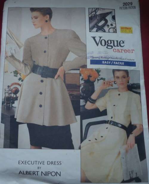 VOGUE CAREER PATTERNS 2029-EXCLUSIVE DRESSBY ALBERT NIPPON SIZE 12+14+16 - COMPLETE