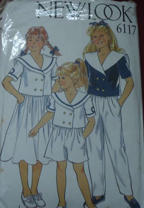 NEW LOOK PATTERNS 6117-GIRL`S SAILOR TOP, PANTS & SKIRT 8 SIZES IN ONE 3 - 10 YEARS- COMPLETE