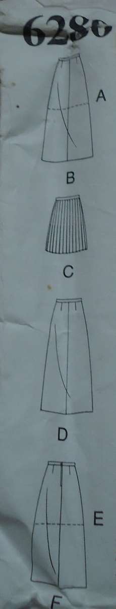 NEW LOOK PATTERNS 6280  SET OF SKIRTS SIX SIZES IN ONE 6-16 COMPLETE & HALF CUT