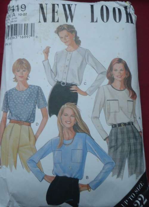 NEW LOOK PATTERNS 6419 BLOUSES SEVEN SIZES IN ONE 10 - 22 COMPLETE