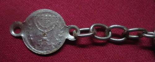 PERFECT 22 CM SILVER COLOUR STAR OF DAVID COIN BRACELET