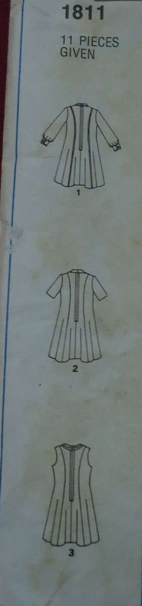 STYLE PATTERNS 1811-FLARED DRESS--HIGH LINE BODICE DETAIL SIZE 14 1/2 BUST 94 CM/37"  COMPLETE