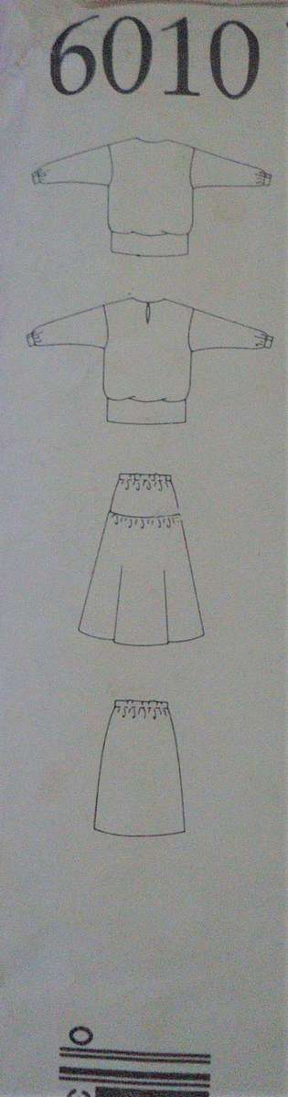 NEW LOOK PATTERNS 6010 TOP + SKIRT  SIX SIZES IN ONE 8 - 18 COMPLETE CUT TO 18