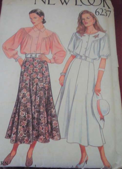 NEW LOOK PATTERNS 6237 ROUND YOKE BLOUSE & SKIRT SIX SIZES IN ONE 8 - 18 COMPLETE-CUT TO 18