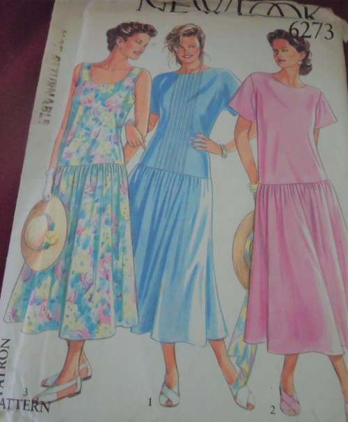 NEW LOOK PATTERNS 6273 DRESS WITH DROPPED WAISTLINE SIX SIZES IN ONE 8 - 18 - COMPLETE
