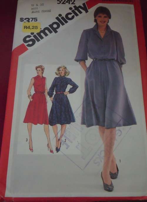 SIMPLICITY PATTERNS 5242 PULLOVER SHIRT DRESS SIZE 18+20 COMPLETE & UNCUT