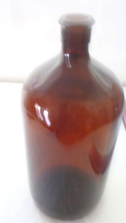 VERY LARGE ROUND VINTAGE AMBER CHEMIST-APOTHECARY BOTTLE -SEE PHOTOS
