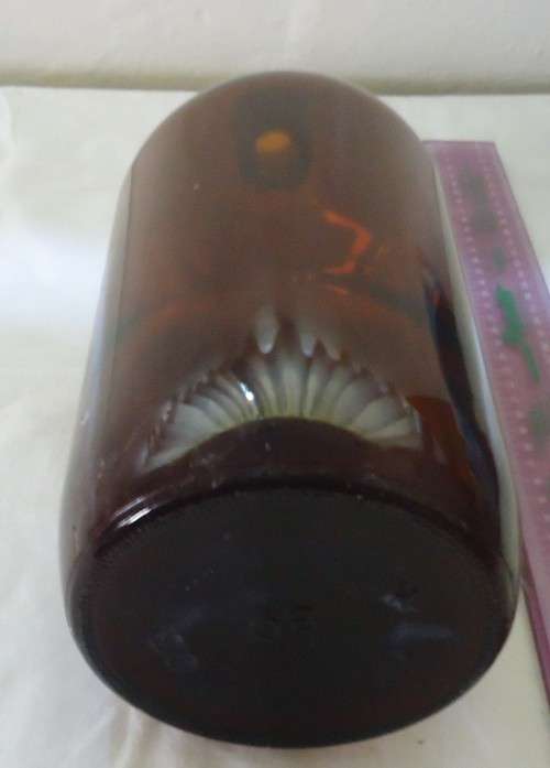 VERY LARGE ROUND VINTAGE AMBER CHEMIST-APOTHECARY BOTTLE -SEE PHOTOS