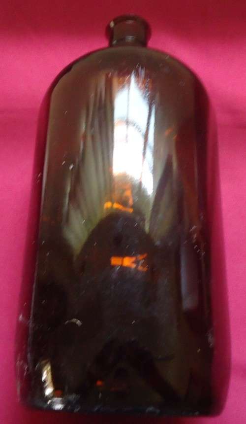 VERY LARGE ROUND VINTAGE AMBER CHEMIST-APOTHECARY BOTTLE -SEE PHOTOS