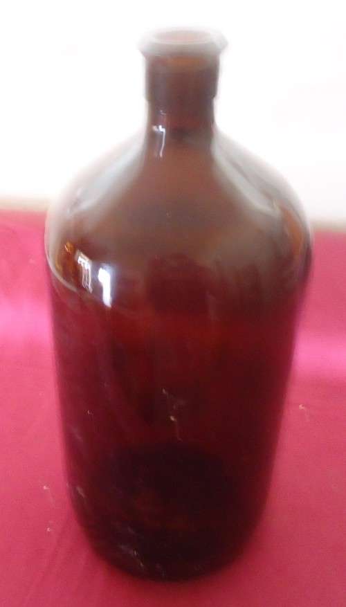 VERY LARGE ROUND VINTAGE AMBER CHEMIST-APOTHECARY BOTTLE -SEE PHOTOS