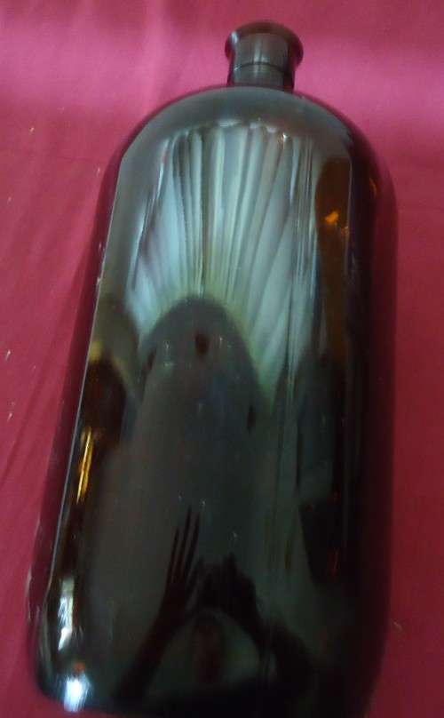 VERY LARGE ROUND VINTAGE AMBER CHEMIST-APOTHECARY BOTTLE -SEE PHOTOS