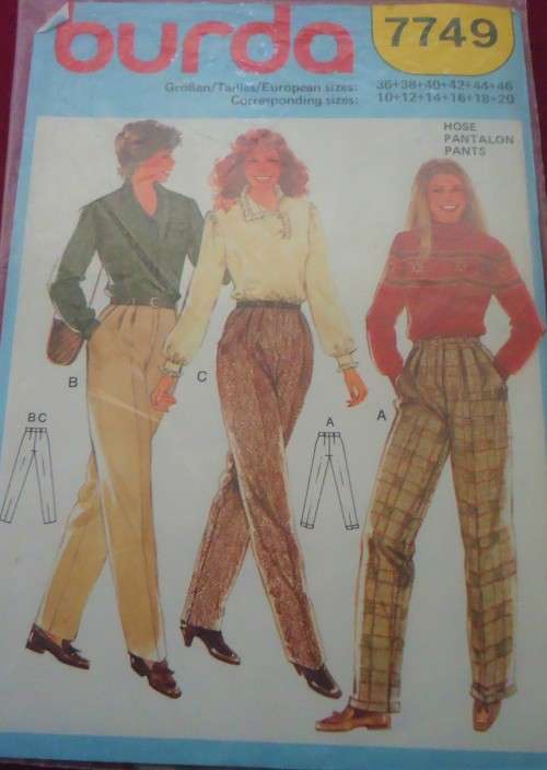 BURDA PATTERN 7749 PANTS  SIZE 10 - 20  COMPLETE