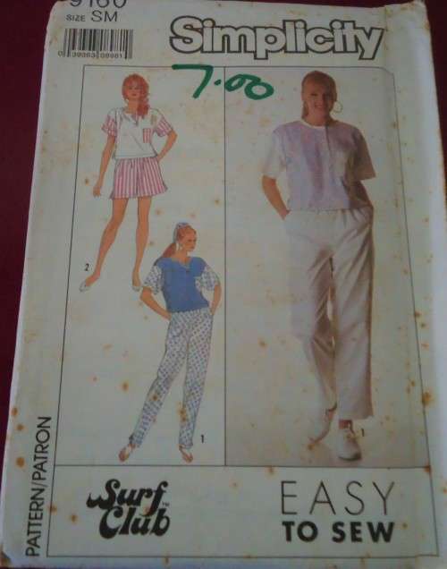 SIMPLICITY PATTERN 9160 PANTS-SHORTS-TOP  SIZE SMALL ( 10 - 12) COMPLETE-UNCUT-F/FOLDED