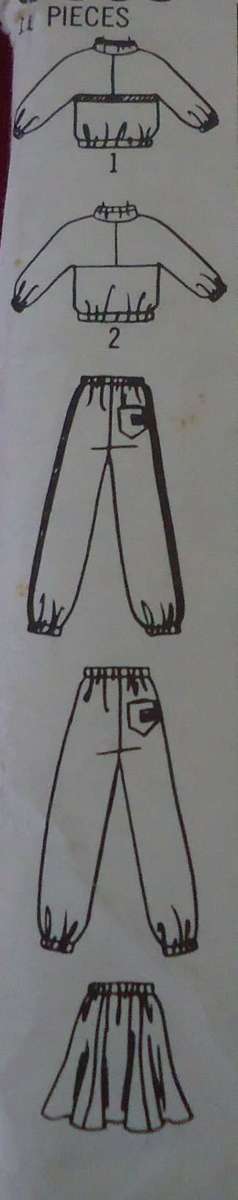 SIMPLICITY PATTERN 9883 KIDS PULLOVER TOP-PANTS & SKIRT  SIZE A = SM-LG ( 7-14 YEARS) COMPLETE