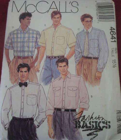 McCALL'S PATTERNS 4641  MEN'S SHIRTS  SIZE 15 1/2 COMPLETE & MOSTLY UNCUT