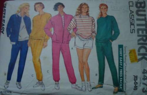 BUTTERICK PATTERN 4473 LADIES TRACKSUIT,- SHORTS-PANTS  SIZE XS-S-M ( 4 - 14) COMPLETE