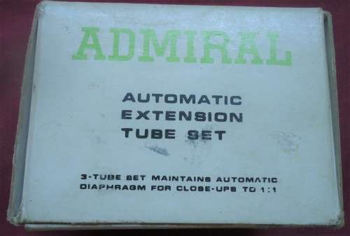 BOXED ADMIRAL AUTOMATIC EXTENSION TUBE SET FOR NIKON F, NIKKORMAT CAMERAS