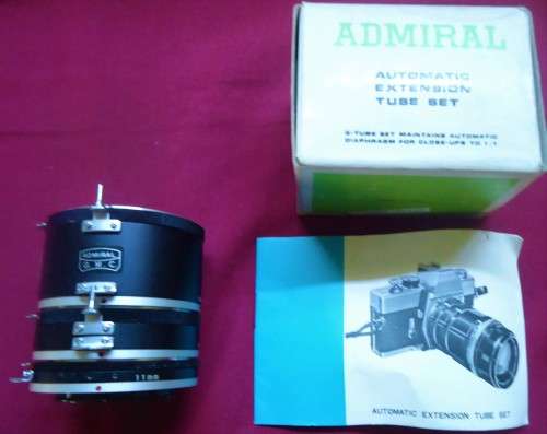 BOXED ADMIRAL AUTOMATIC EXTENSION TUBE SET FOR NIKON F, NIKKORMAT CAMERAS