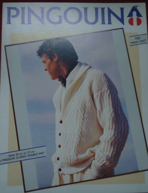 PINGOUIN #702 MAN`S SHAWL COLLAR JACKET TO FIT CHEST 92 - 117 CM