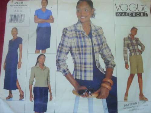 VOGUE WARDROBE PATTERN 2145 JACKET, DRESS, TOP, SKIRT & SHORTS SIZE 12  + 14 + 16 COMPLETE & UNCUT