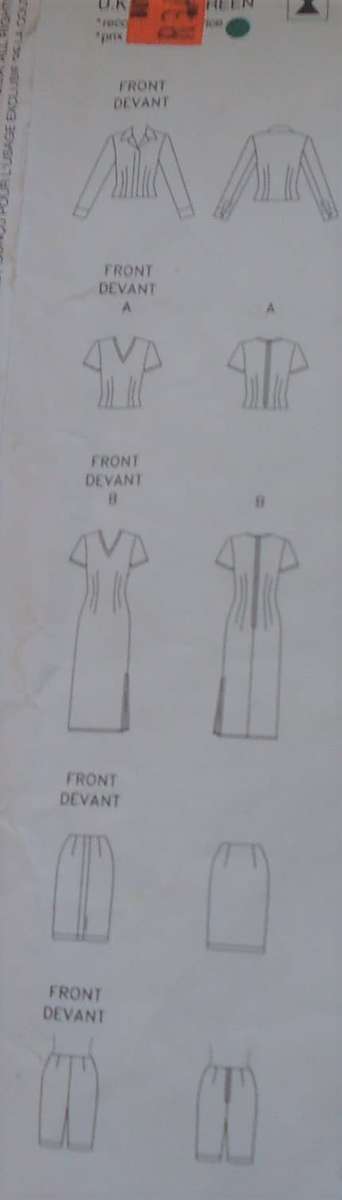 VOGUE WARDROBE PATTERN 2145 JACKET, DRESS, TOP, SKIRT & SHORTS SIZE 12  + 14 + 16 COMPLETE & UNCUT