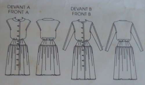 VERY EASY VOGUE PATTERNS 9236 DRESS WITH BLOUSON TOP SIZE 8 + 10 + 12 COMPLETE