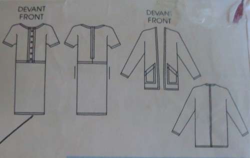 VOGUE PATTERNS 9349 "LADIES JACKET & DRESS SIZE 8 + 10 + 12 COMPLETE