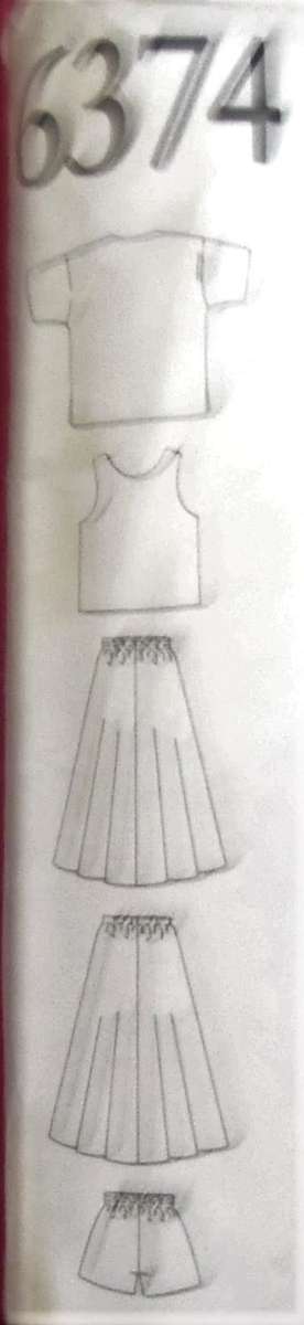 NEW LOOK PATTERNS 6374-6 SIZES IN ONE-TOP,SKIRT,SHORTS - SIZES 8 - 18 -COMPLETE