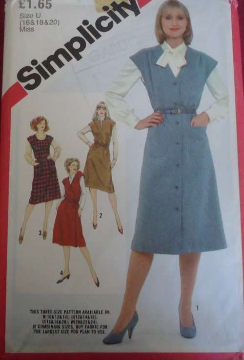 SIMPLICITY PATTERN 5196  PINAFORE DRESS SIZE U = 16 + 18 + 20 COMPLETE & UNCUT