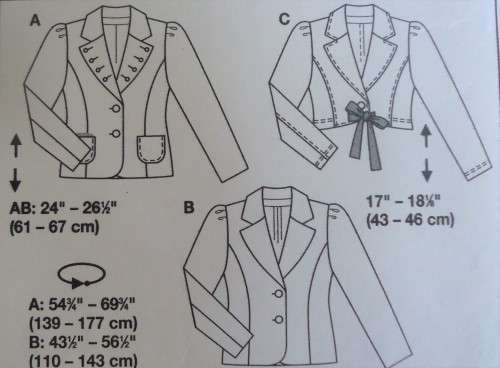 BURDA 7990 JACKET WITH VERSIONS  SIZES 16 + 18 + 20 + 22 + 24 + 26 + 28 COMPLETE AND UNCUT