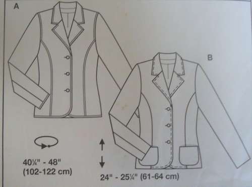 BURDA 8339 JACKET SIZES 10 + 12 + 14 + 16 + 18 + 20  COMPLETE