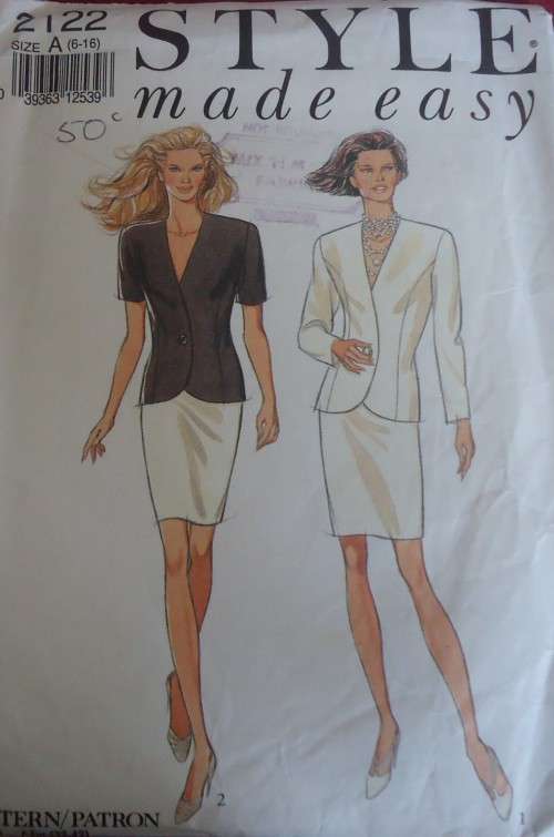 STYLE PATTERNS 2122 JACKET TOP SIZE A = 6 - 16 NO SKIRT PATTERN SUPPLIED