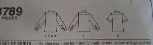 STYLE PATTERNS 3789 MEN'S SHORT & LONG SLEEVE SHIRT SIZES 36 + 38 + 40" COMPLETE