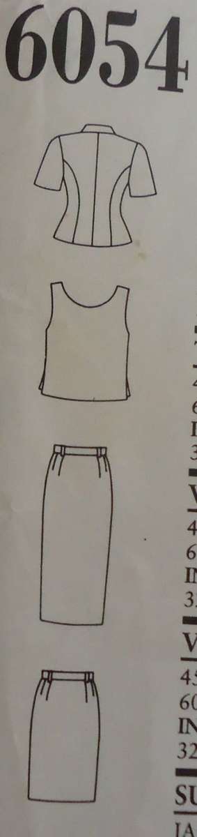 NEW LOOK PATTERNS 6054  SKIRT/TOP/JACKET SIZES 8 - 18 - COMPLETE