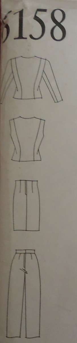 NEW LOOK PATTERNS 6158 DOUBLE BREASTED JACKET-WAISTCOAT-SKIRT-PANTS SIZES 8 - 18  COMPLETE