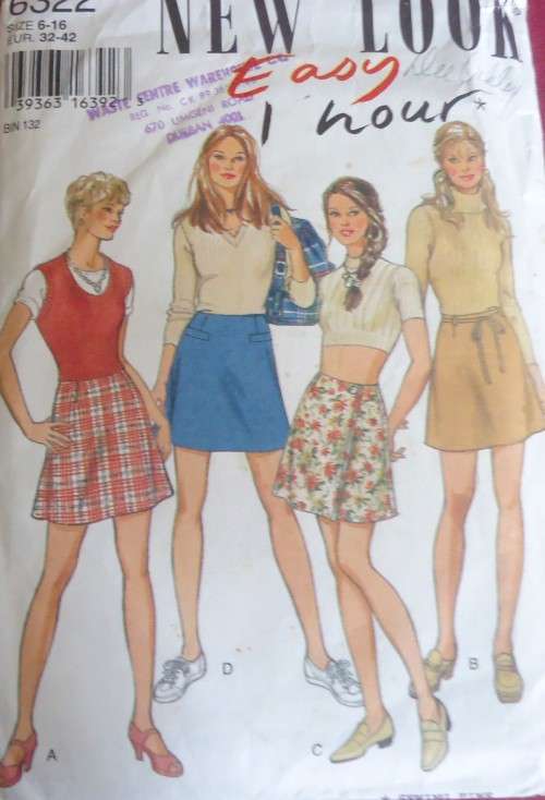 NEW LOOK PATTERNS 6322 SET OF SHORT SKIRTS SIZES 6 - 16 COMPLETE