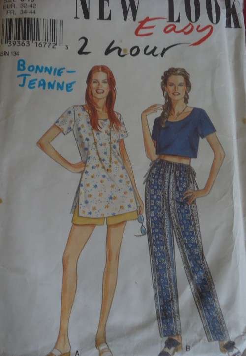 NEW LOOK PATTERNS 6339 TOPS & DRAWSTRING PANTS OR SHORTS SIZES 6 - 16 COMPLETE & MOSTLY UNCUT
