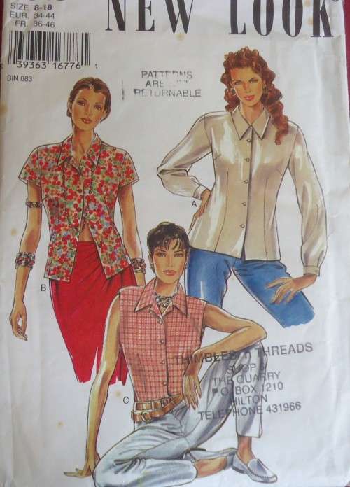 NEW LOOK PATTERNS 6343 SET OF BLOUSES SIZES 8 - 18 COMPLETE