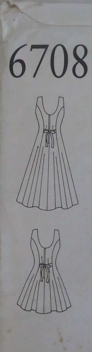 NEW LOOK PATTERNS 6708 FITTED FLARED DRESS WITH TIEBACK SIZES 6 - 16 COMPLETE