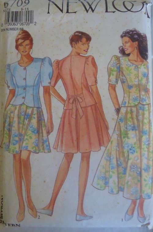 NEW LOOK PATTERNS 6709 TIEBACK TOP & SKIRT  SIZES 8 - 18 COMPLETE