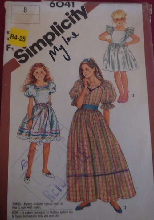 SIMPLICITY PATTERN 6041 GIRL'S DRESS SIZE 8 YEARS COMPLETE
